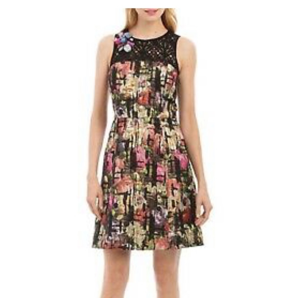 Nicole Miller Abstract Print Jewel Cocktail Dress